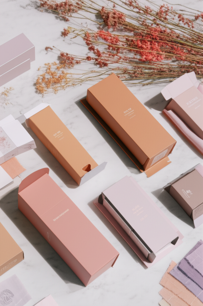 多款紙卡彩盒包裝的情境示意